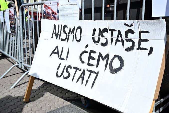 First protest in Zagreb on Ban Josip Jelacic Square 13